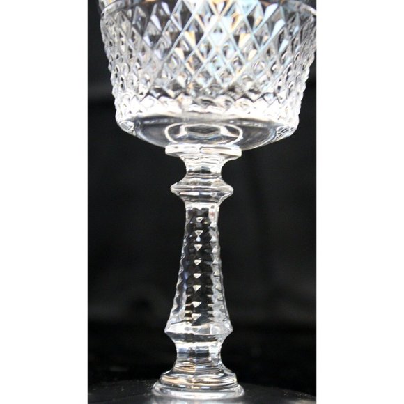 Val St Lambert Claret Wine Glass Heidleberg Diamond Cut Blown 5" Tall Red White - Picture 3 of 5